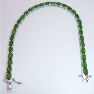 12.20 ctw Oval Russian Diopside Sterling Silver Tennis Bracelet - 8 inch